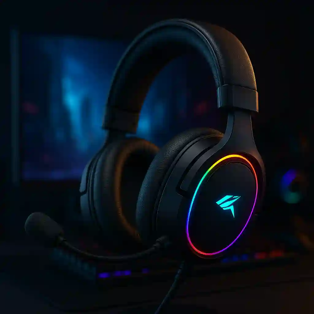 تصویر شاخص هدست گیمینگ ۲۰۲۵ با نورپردازی RGB و طراحی حرفه‌ای